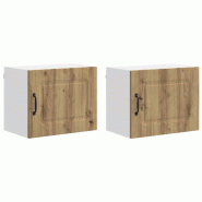Helloshop26 - Lot de 2 armoires murales de cuisine modernes avec grand espace de stockage 50 x 31 x 40 cm en bois d'ingénierie chêne 02_0053592 - Bo