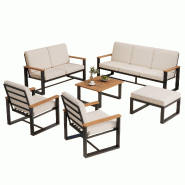 Merax salon de jardin, 8 personnes, bois d'acacia, beige - beige multi-matériau N634P0039A-1