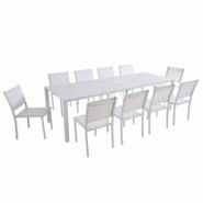 Oviala Business Table de terrasse extensible aluminium 52/260 cm et 10 chaises blanche - blanc aluminium 114458 Oviala Business Table de terrasse extensible aluminium 52/260 cm et 10 chaises blanche - blanc aluminium 114458