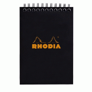RHODIA Lot de 5 Notepad Classic noir 105x148 / A6, 160p./80 feuilles microperforées 80 g/m² reliure intégrale, quadrillé 5x5 - 3037921350096