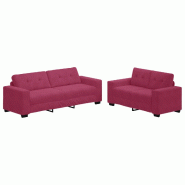 VidaXL Canapé 2 pcs Bordeaux 221 x 80 x 80 cm tissu Modèle Vega Office Pro - Matériau naturel 3324725