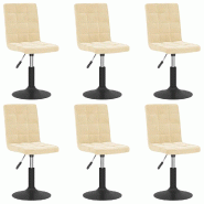 VidaXL Chaises pivotantes à manger lot de 6 crème velours Modèle Lervian - 3089299