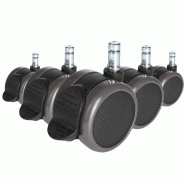 5x Roulettes ROLO STOP pour sols durs avec frein de stationnement 10 mm / 65 mm hjh OFFICE - noir multi-matériau 619038
