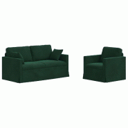 Canapé 2 pcs Vert foncé 158 x 78 x 80 cm Velours Modèle Apex Jardin Élite - Matériau naturel 8721364374409