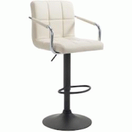 CLP Tabouret de bar Lucy V2  en similicuir avec Piètement en Métal Crème/Noir - beige polyester 315648