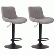 Décoshop26 - Lot de 2 tabourets de bar chaises hautes en tissu gris coutures verticales support en métal noir 10_0004289 - gris 3000252025704 Décoshop26 - Lot de 2 tabourets de bar chaises hautes en tissu gris coutures verticales support en métal noir 10_0004289 - gris 3000252025704