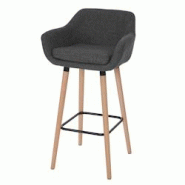 Décoshop26 - Tabouret de bar chaise comptoir x1 avec repose-pieds en tissu gris foncé 04_0005301 - gris 3000131932697 Décoshop26 - Tabouret de bar chaise comptoir x1 avec repose-pieds en tissu gris foncé 04_0005301 - gris 3000131932697