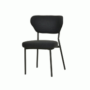 Duko - Chaise empilable en tissu noir