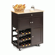 Helloshop26 - Desserte de cuisine roulante chariot de service 67 x 37 x 86,5 cm avec rangement optimal moderne en MDF brun 20_0011644 - Bois manufactu