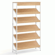 Helloshop26 - Étagère à 6 niveaux inclinée 90 x 30 x 161 cm avec sécurité anti-basculement style industriel en bois naturel et métal 20_0017557