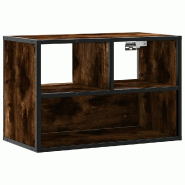 Helloshop26 - Meuble TV mural design industriel 60 x 31 x 39,5 cm grand espace de rangement en bois d'ingénierie chêne fumé 02_0049622 - métal 300