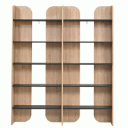 Merax Bibliothèque 135 x 25 x 160 cm, étagère ouverte sur pied avec 5 niveaux, séparateurs & ferrures métalliques, pour salon et, coloris bois na