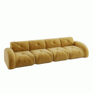 Merax Canapé modulable 4 places, canapé nuage avec accoudoirs ronds, chenille douce, sans cadre près du sol, canapé lounge, jaune - jaune multi-ma