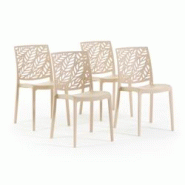 RATTATAN Set 4 Chaises en polypropylène avec fibre de verre empilables pour extérieur et jardin, bar et restaurant, cuisine design moderne - DAFNE - RATTATAN Set 4 Chaises en polypropylène avec fibre de verre empilables pour extérieur et jardin, bar et restaurant, cuisine design moderne - DAFNE -