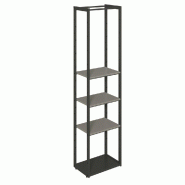 Structure Cage noir base métal 60x40x240cm 3 tablettes anthracite