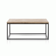 TABLE BASSE INDUSTRIELLE RECTANGULAIRE 110 CM SACY EN CHENE MASSIF ET MÉTAL