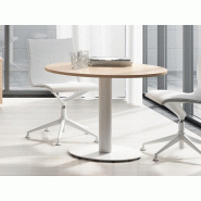 Table de réunion ronde Frezza - piètement métal - plateau bois - diamètre 80, 100, 120 cm - hauteur 74 cm - avec ou sans top access