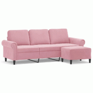 VidaXL Canapé à 3 places avec repose-pieds Rose 180 cm Velours Modèle Orion Master Chic - 3201218