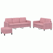 VidaXL Ensemble de canapés 3 pcs rose velours Modèle Orion Essence - 3202027