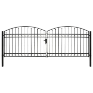 Vidaxl portillon double porte avec dessus arqué acier 400x125 cm noir 143093