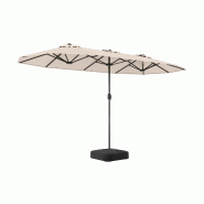 COSTWAY Parasol double 400x200cm, avec socle et manivelle, jardin UPF 50+, marché XXL. - beige métal ZB35657QG-NQ