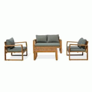 DCB GARDEN Salon bas de jardin 4 places en bois d'acacia, coussins vert olive - ARACAJU - marron ARACAJU-S2-OLIVE DCB GARDEN Salon bas de jardin 4 places en bois d'acacia, coussins vert olive - ARACAJU - marron ARACAJU-S2-OLIVE