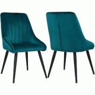 Décoshop26 - 2 chaises de salle à manger en tissu velours rembourré pétrole pieds évasés en métal noir CDS09318 - noir 3000471469600 Décoshop26 - 2 chaises de salle à manger en tissu velours rembourré pétrole pieds évasés en métal noir CDS09318 - noir 3000471469600