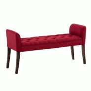 Décoshop26 - Banc banquette capitonné en tissu rouge avec pieds en bois marron foncé largeur 133cm BAN10098 - marron 3000419326910 Décoshop26 - Banc banquette capitonné en tissu rouge avec pieds en bois marron foncé largeur 133cm BAN10098 - marron 3000419326910