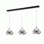 Fabas Luce Suspension Led Deva 42 W À Température De Couleur Variable, Structure En Métal Et Verre Borosilicate Fumé, Ip20 - Collection Deva - gri