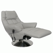 FAUTEUIL RELAX ÉLECTRIQUE KILLEM BI MOTEUR COLORIS GRIS CLAIR PIÈTEMENT PIVOTANT INOX