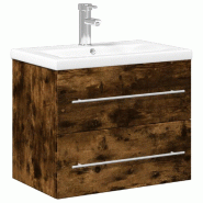 Helloshop26 - Armoire lavabo de salle de bain contemporain 60 x 38,5 x 48 cm avec espace de rangement en bois d'ingénierie chêne 02_0055540 - Bois m