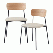 Helloshop26 - Lot de 2 chaises de salle à manger salon design moderne cuisine 78 x 45 x 48 cm beige noir effet bois 03_0009620 - 3000224787579