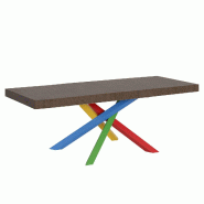 Itamoby Table Extensible 160/420X90 Cm Volantis Premium Noyer Pieds Multicolores 4/B - marron VE160PRE4B420-NC