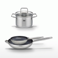 Lot 2 Poêles 24/32cm Elo Profi Therm Platinum et Faitout 14cm - gris inox 3176239952643