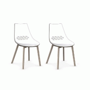 LOT DE 2 CHAISES JAM W  GRÈGE PIÉTEMENT FRÊNE NATUREL