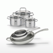 Lot de 3 Poêles 24/28/32cm et 3 Faitouts 14/16/20cm Elo Relief Evolution - gris inox 3176239956047