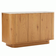 Oviala Business Buffet effet bois 3 portes L 120 cm bois clair - beige Bois massif 114514