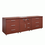 Oviala Business Oviala Cuisine d'extérieur 3 éléments avec gazinière en acier 96 x 243 x 66 cm brique - marron acier 115305