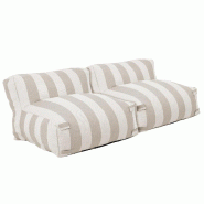 Oviala Business Salon de jardin modulable avec 2 chauffeuses rayées sable - beige polyester 115646