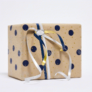 Papier cadeau kraft brun Dotty bleu 0,70x50m