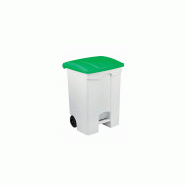 Poubelle a pedale contitop mobile 70l blanc/vert