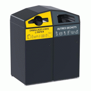 Rossignol Point de tri sélectif Trirok, avec serrure - emballages / autres déchets - 2 x 120l - anthracite mat - RAL 7016 - 3019920511807