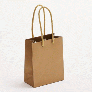 Sac luxe métallisé laiton poignées cordelières 11x6x14cm - par 12