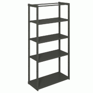 Structure Cage noir suspendue 90x40x180cm 4 tablettes noir