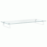 Support de moniteur table meuble bureau 80 x 35 x 8 cm verre trempé et métal blanc 02_0044903 - blanc verre 3000220404272