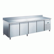 Table réfrigérée inox positive avec évaporateur ventilé - 4 portes - 449 litres - Avec dosseret - SN4201X