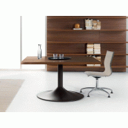 Table de réunion carrée Lithos 160 x 160 cm avec pied tulipe en bronze - 2 finitions disponibles