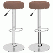 Tabourets de bar lot de 2 marron tissu Modèle Atlas Panorama Nova - 332974