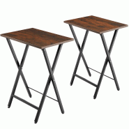 Tectake Ensemble de 2 tables d’appoint pliables Phoenix - Bois foncé industriel, rustique - 404777 - marron Bois massif 404777