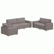 VidaXL Canapé 3 pcs Taupe 220 x 80 x 84 cm Tissu en lin mélangé Modèle Vega Pro - Matériau naturel 3324615